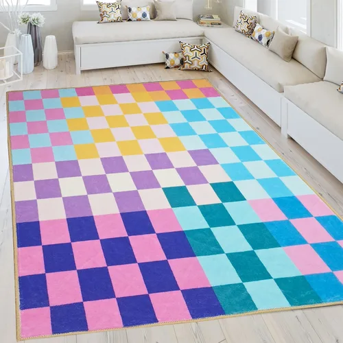 Vista 31 de Alfombra a cuadros de 2 x 3 pies, alfombra negra y blanca moderna para entrada interior, alfombra pequeña lavable a cuadros para baño, alfombra