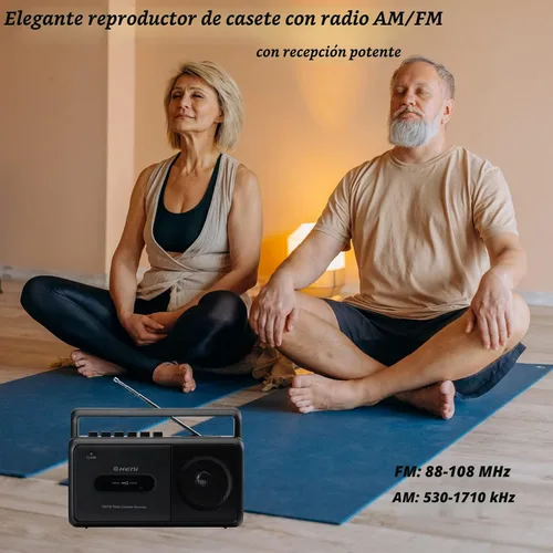 Vista 4 de G Keni Grabador portátil de cinta de casete, reproductor de casete de radio AM/FM con altavoz integrado, conector para auriculares, reproductor