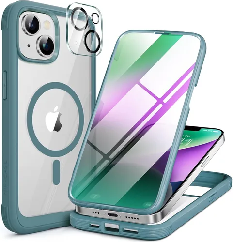 Vista 266 de Miracase - Funda magnética para iPhone 13 Pro Max de 6.7 pulgadas (compatible con MagSafe), transparente, completo, protector de pantalla de vidrio