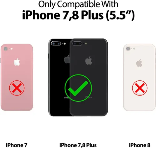 Vista 6 de GOOSPERY Funda para iPhone 8 Plus, iPhone 7 Plus con tarjetero y protector de doble capa, color negro