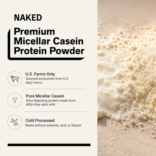 Vista 2 de NAKED Casein - 2 libras de proteína de caseína micelar de chocolate - a granel, sin OMG, sin gluten, sin soya, sin conservantes - estimula