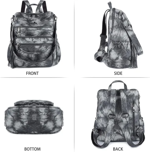 Vista 19 de Bolsos mochila monedero de piel sintética para mujer, bolsas con zíper, mochilas de hombro casuales