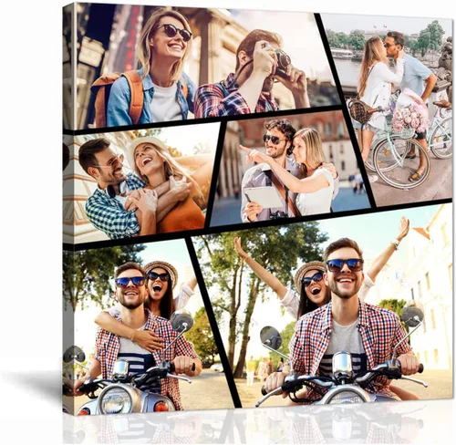 Vista 6 de Personaliza tus fotos sobre lienzo, impresiones artísticas personalizadas para pared, fotos familiares, de boda, bebé, mascota, collage de múltiples