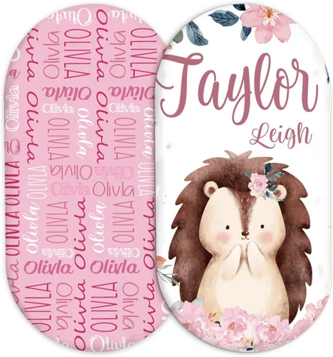 Vista 29 de Juego de 2 sábanas personalizadas para moisés de bebé, ajuste universal para colchón/almohadilla de moisés rectangular, ovalado, de reloj de arena