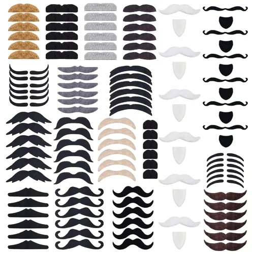 Vista 8 de KICNIC 60 bigotes falsos autoadhesivos, 20 diseños para fiesta de disfraces