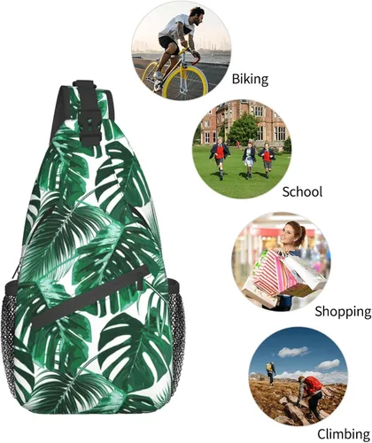 Vista 6 de Mochila cruzada multiusos para mujer mochila de pecho al aire libre ciclismo senderismo viajes Hojas Moda