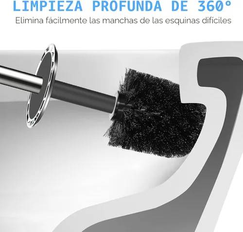 Vista 5 de SetSail Cepillo de Inodoro, Juego de Cepillo de Inodoro de Tamaño Compacto y Soporte para Baño con Mango de Acero Inoxidable, Cepillo Limpiador