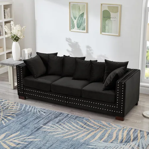Vista 9 de Harper & Bright Designs Juego de sofá tapizado de terciopelo moderno de 2 piezas de 2 + 3 plazas con espacio de almacenamiento, sofá biplaza y sofá