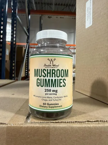 Vista 6 de Double Wood Supplements Suplemento de gomitas de hongos, 60 unidades (250 mg por porción), extractos de cola de melena de león, cordyceps, reishi
