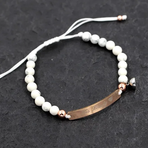 Vista 7 de Uloveido Pulseras personalizadas para parejas con imán, acero inoxidable y cuentas naturales, grabado personalizado, hecho a mano, cuerda trenzada