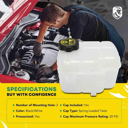 Vista 2 de YHTAUTO Tanque de expansión de depósito de desbordamiento de recuperación de refrigerante del motor con tapa presurizada para Chevrolet Cruze 10-16