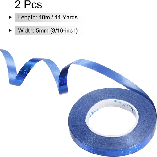 Vista 2 de PATIKIL 2 cintas rizadoras de globos prensadas de 3/16 pulgadas láser metálico brillante 11 yardas iridiscentes para decoración de fiestas, Azul