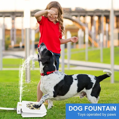 Vista 2 de Fuente de agua para perros, dispensador de mascotas activadas con patas al aire libre, rociador de agua para perros con manguera de 39.4 pulgadas