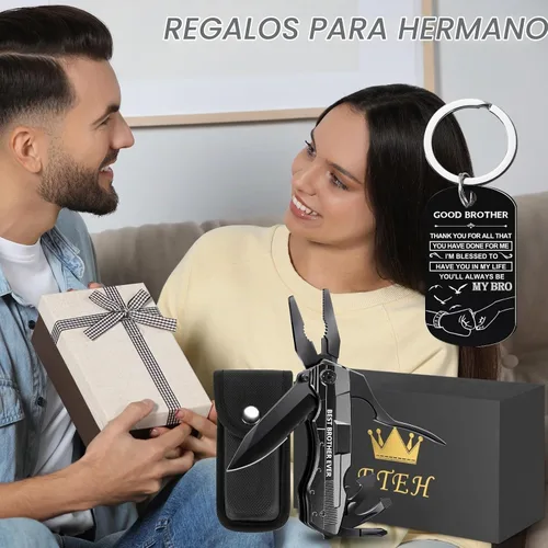 Vista 6 de Regalos para hermano de hermanas amigas, regalos de cumpleaños, Navidad, hermano, cuchillo multiherramienta "Best Brother Ever", multiherramienta