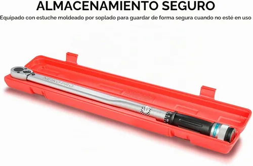Vista 7 de Neiko PRO 03709B Llave dinamométrica de 1/2 pulgada, llave dinamométrica de clic ajustable de 25 pulgadas, fabricada con acero de cromo vanadio CrV