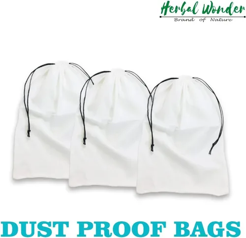 Vista 5 de Herbal Wonder S - (12 x 17 pulgadas) Juego de 3 bolsas de almacenamiento de algodón transpirable a prueba de polvo con cordón