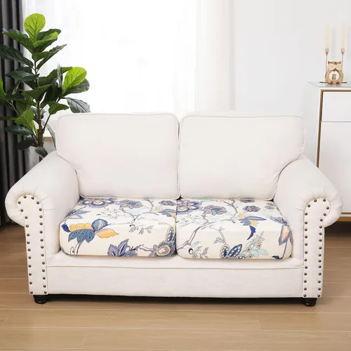 Vista 5 de hyha Fundas de cojín de sofá estampadas, fundas de sofá florales lavables para sofás con 2 cojines, fundas de cojín de patrón elástico para muebles