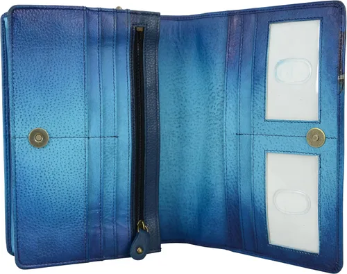 Vista 3 de Anna by Anuschka - Cartera de piel pintada a mano con dos pliegues en una cuerda