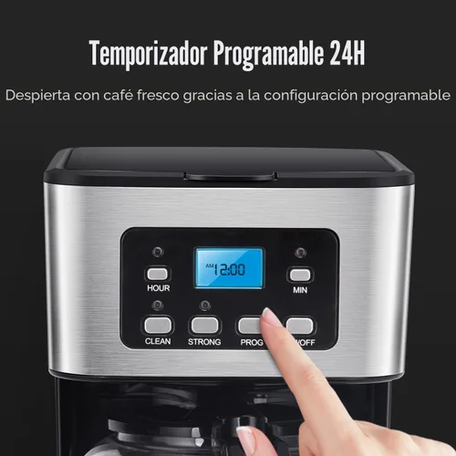 Vista 2 de Taylor Swoden Cafetera programable para 12 tazas, negro y acero inoxidable