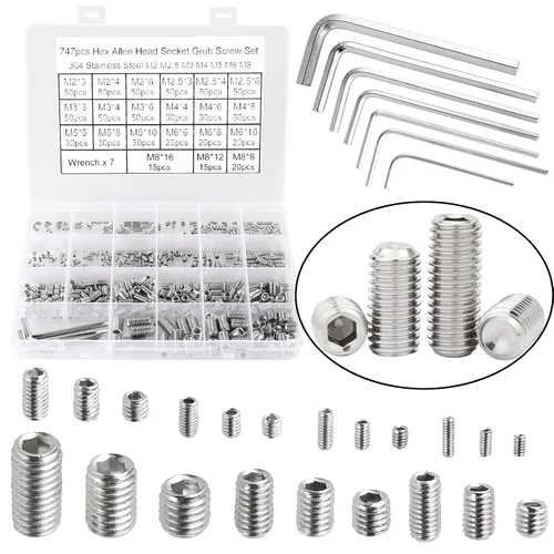Vista 12 de 440 piezas de 22 tamaños, 4#-40 a 1/4 "-20 estándar SAE Allen cabeza hexagonal Tornillos de cabeza hexagonal, juego de tornillos hexagonales