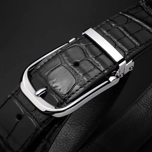 Vista 4 de IMQSQIK Cinturones de vestir de cuero genuino para hombres, 1.38 pulgadas, diseño moderno y clásico para el trabajo, negocios y casual