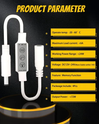 Vista 4 de YM E-Bright Interruptor de atenuación LED en línea, mini flash estroboscópico intermitente, controlador de módulo regulable para tira de luces LED