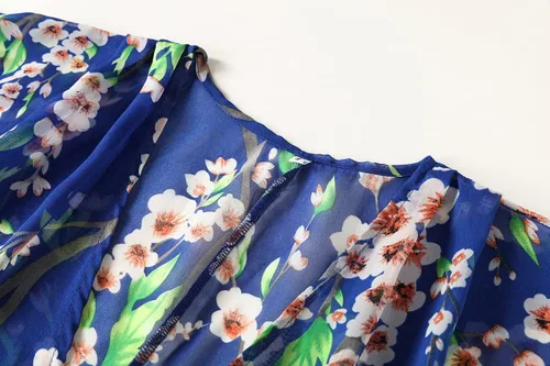 Vista 4 de olrain - Cárdigan estilo kimono holgado y traslúcido, de gasa, con estampado floral, para mujer