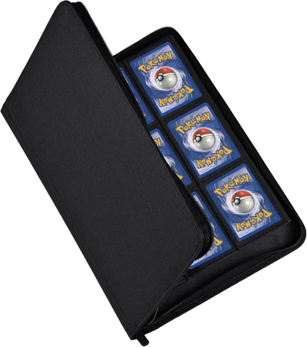Vista 4 de HerriaT Carpeta de tarjetas intercambiables, carpeta de colección de tarjetas de poliuretano de 9 bolsillos para 360 tarjetas, libro de tarjetas