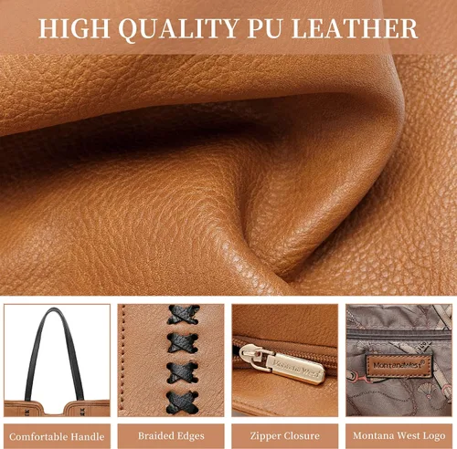 Vista 3 de Montana West Bolsa de mano para mujer, bolsa de mano con asa superior, bolsa de hombro de gran