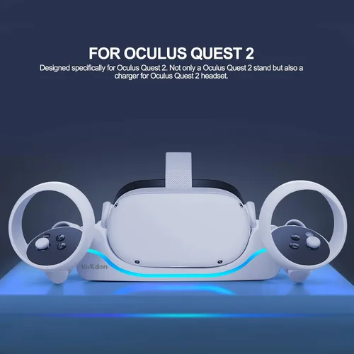 Vista 2 de Vakdon Base de carga compatible con OculusMeta Quest 2, estación de carga para auriculares VR, soporte de carga de alta velocidad para Quest 2