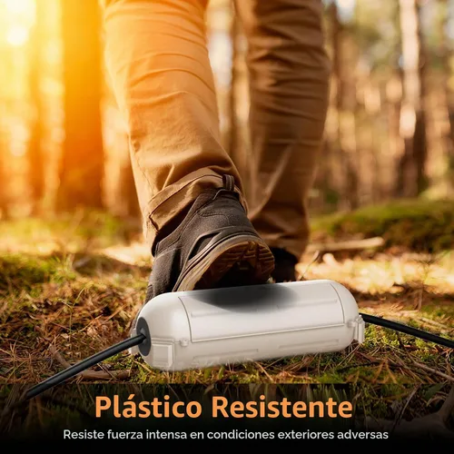Vista 5 de RESTMO Paquete de 2 fundas compactas para cable de extensión para exteriores, caja impermeable IP44 y funda de seguridad, ideal para proteger