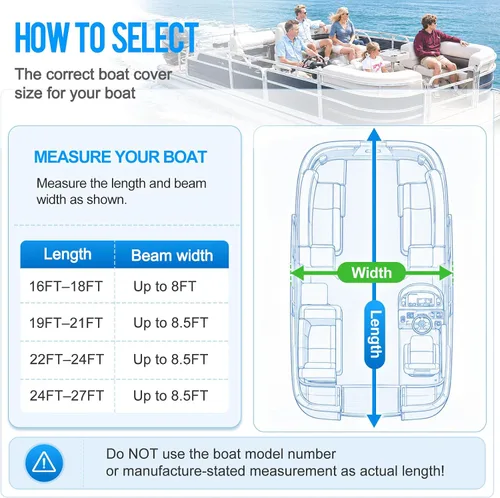 Vista 6 de Funda para barco pontón de 16 a 18 pies, 1200D resistente al agua, cubierta remolcable para pontón barcos de hasta 8 pies de haz, 12 correas