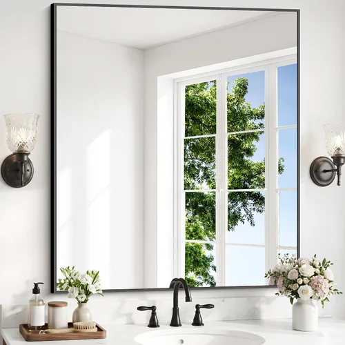 Vista 49 de DESBING 16"x20" Bathroom Mirror for Over Sink, Black Framed Wall Mirror Negro