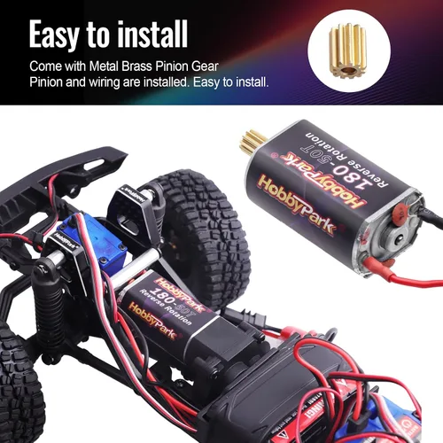Vista 6 de HobbyPark Motor cepillado de alto par 180 50T con engranaje de piñón 11T para Traxxas TRX4M actualizaciones 1/18 RC Crawler Car Aceessories