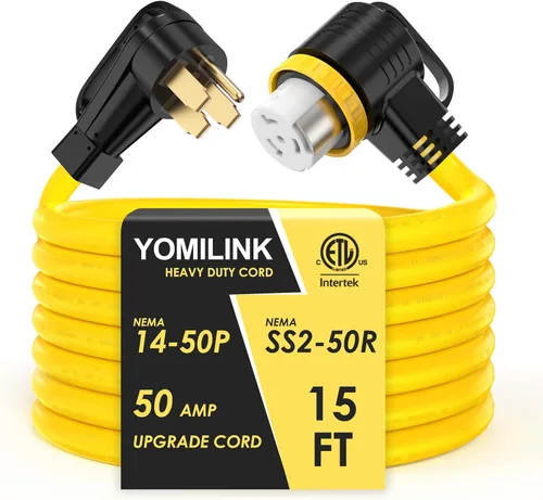 Vista 8 de YOMILINK Cable de 50 amperios de 10 pies para RV/generador, certificado UL, conector de bloqueo, NEMA 14-50P a SS2-50R con bloqueo de torsión, mango