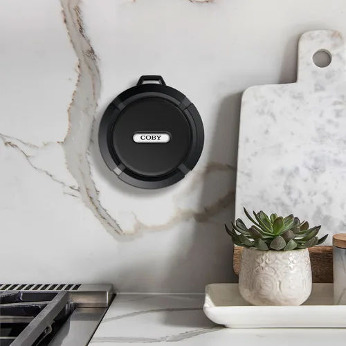 Vista 6 de Altavoz de ducha Bluetooth, ventosa, mosquetón, IPX5 resistente al agua Negro