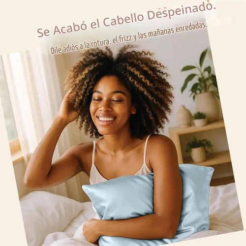 Vista 2 de ShopBedding - Lujosa funda de almohada de satén para el cabello, 2 unidades, satinada, estándar, con cremallera, estampado de cebra marrón