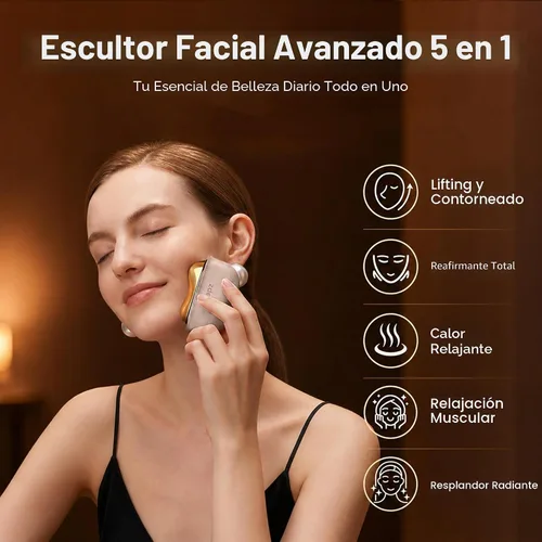 Vista 5 de ZDEER GS5 - Herramienta eléctrica calentada Gua Sha, masajeador facial de Rosa