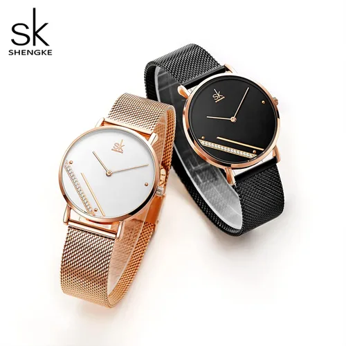 Vista 8 de SHENGKE Reloj analógico de lujo para mujer, resistente al agua, a la moda, casual, para mujer, Relogio Feminino