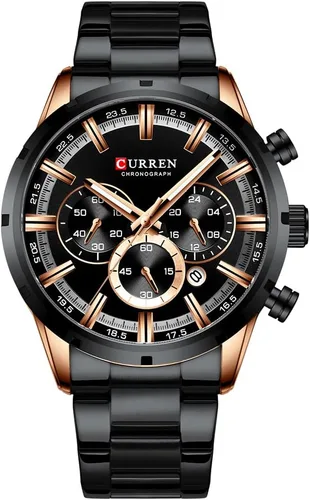 Vista 13 de FANMIS Relojes de lujo para hombre, cronógrafo de negocios, impermeable, de acero inoxidable, analógico, de cuarzo, reloj de pulsera