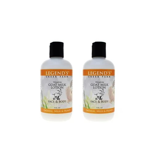 Vista 2 de Legend's Creek Farm Goat Milk Lotion - Loción corporal hidratante de leche de cabra para cuerpo, manos y cara, 9 onzas hidratantes corporales