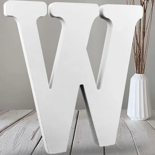 Vista 32 de AOCEAN Letras de madera grandes blancas de 12 pulgadas, letras de madera sin terminar para decoración de pared, letras decorativas de pie