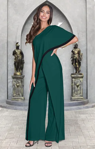 Vista 4 de KOH KOH Womens One Off Shoulder Asymmetric Long Pant Jumpsuit Romper