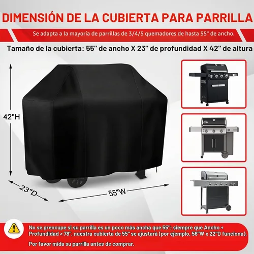Vista 2 de iCOVER - Cubierta para parrilla de 140 cm, cubierta de barbacoa para parrillas al aire libre, cubierta de parrilla a gas resistente a los rayos UV