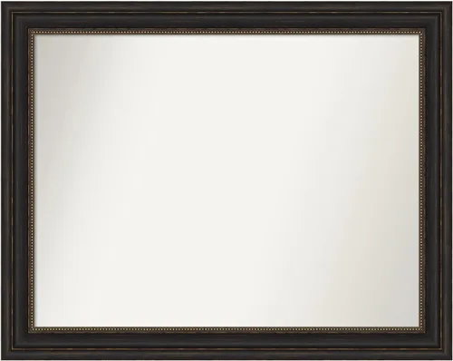 Vista 1050 de Amanti Art Espejo de pared personalizado no biselado (25 x 25 pulgadas), marco de bronce acentuado, varios tamaños personalizados, espejo de baño