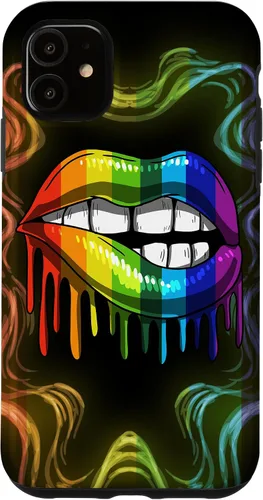 Vista 8 de Rainbow Lip Drip Lesbiana Gay Pride Bisexual Transgénero LGBT Funda para iPhone 17