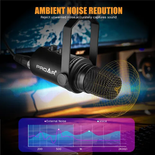 Vista 5 de Micrófono dinámico XLR/USB, micrófono de computadora de PC para podcasting, grabación vocal, transmisión en vivo, juegos, voz en off, kit