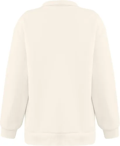 Vista 6 de Bidobibo Sudadera de manga larga con cremallera de un cuarto para mujer, sudadera lisa de moda para otoño