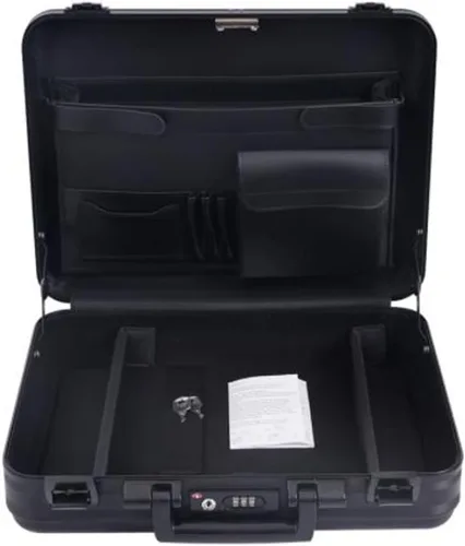 Vista 4 de Maletín de metal para hombre, caja de almacenamiento de aluminio con bloqueo, funda de medicina familiar, maleta de dinero, caja de exhibición