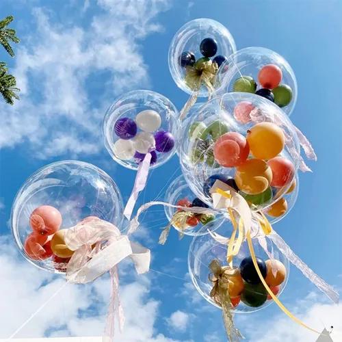 Vista 3 de 10 globos BoBo de boca extra ancha preestirados, bola grande de relleno transparente de 30 pulgadas, globos transparentes gigantes para el día